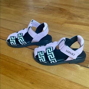 Versace Pink and Black Sandals with Chic Design